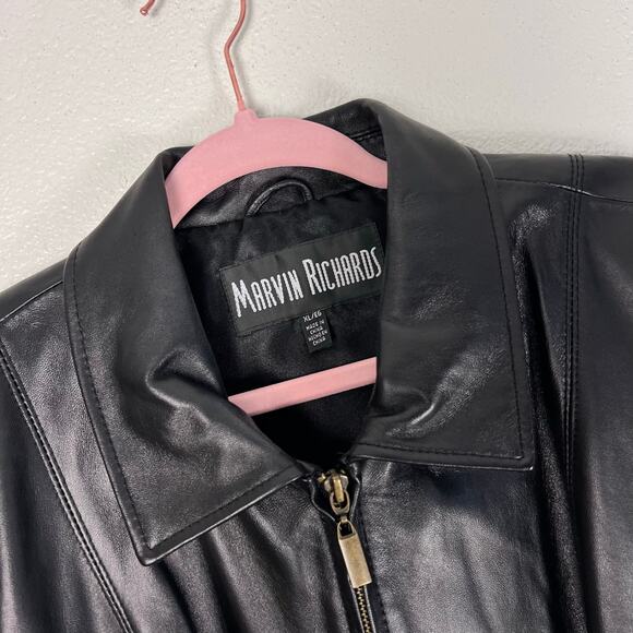 Marvin Richards Genuine Leather Jacket Black XL Classic Minimalist Moto Style - Picture 2 of 7